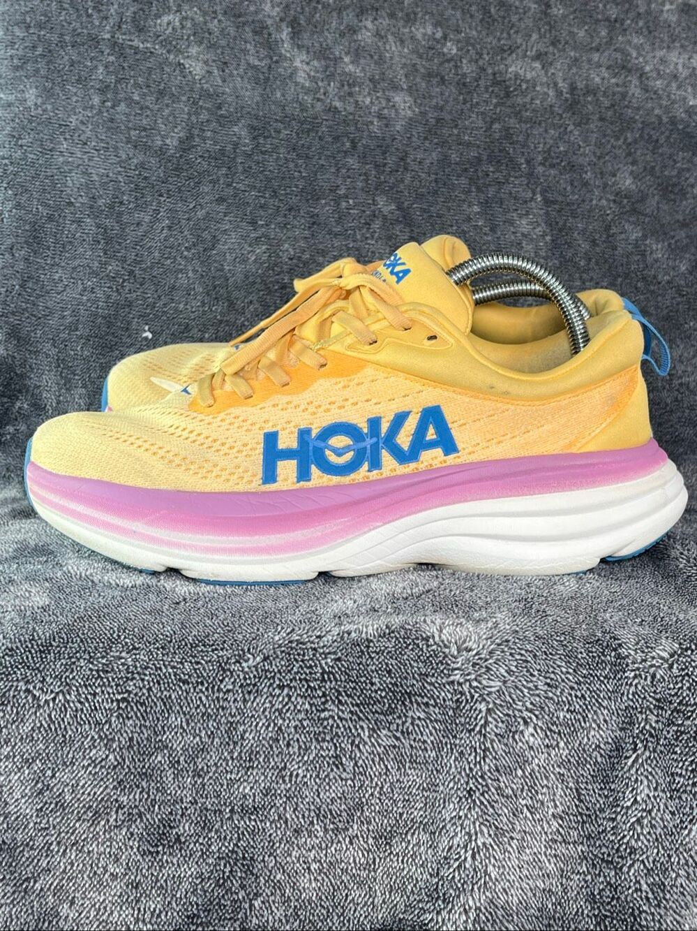 HOKA Bondi 8 Running Shoes - Men's Size 8.5 Wide (8.5D) - Marigold / Evening Pri